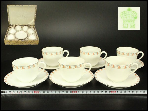 【銀閣】アンティーク コーヒーカップ ノリタケ 日本 陶器 当日物 未使用 旧家蔵出 送料無料(A181)拍卖