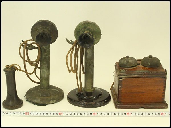 【銀閣】日本電気株式会社 二号卓上 電話機 スティック型 大正-昭和初期 アンティーク 希少品 旧家蔵出 送料無料(A819)拍卖