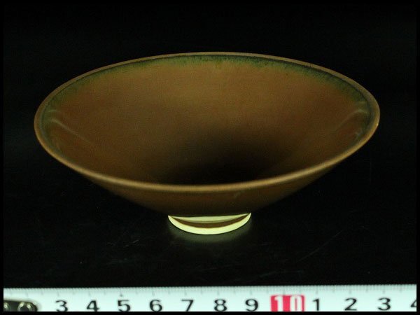 【金閣】中国美術 鉄釉 天目碗 φ12cm 茶道具 旧家蔵出 送料無料(HA460)拍卖