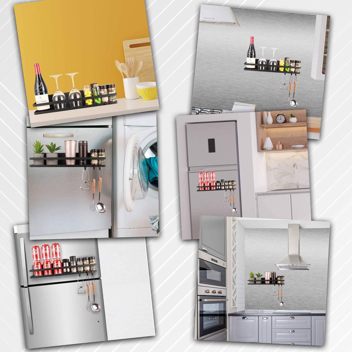 スチール マグネットスパイスラック ブラック拍卖