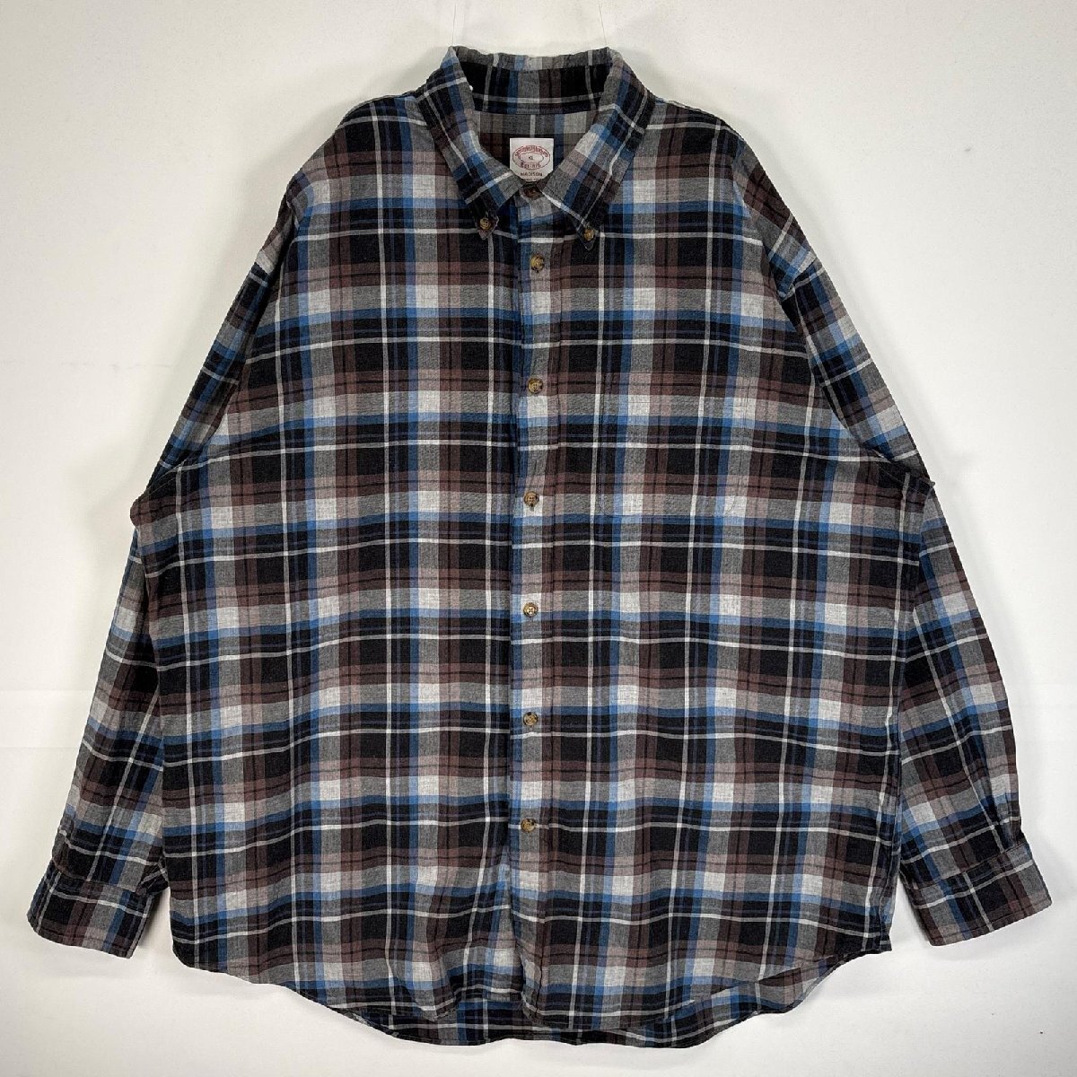 古着 ブルックスブラザーズ Brooks Brothers 長袖シャツ ボタンダウン 胸ポケ MADISON XL マルチカラー チェック メンズ拍卖