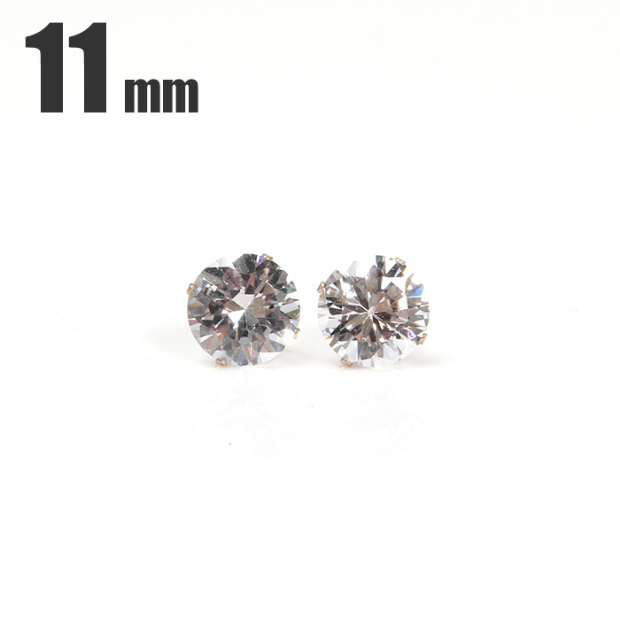 【新品】【11mm】ピアス メンズ レディース 男女兼用 一粒 ジルコニア 大粒 スタッド ピアス おしゃれ 両耳用 (2個売り) ヒップホップ拍卖