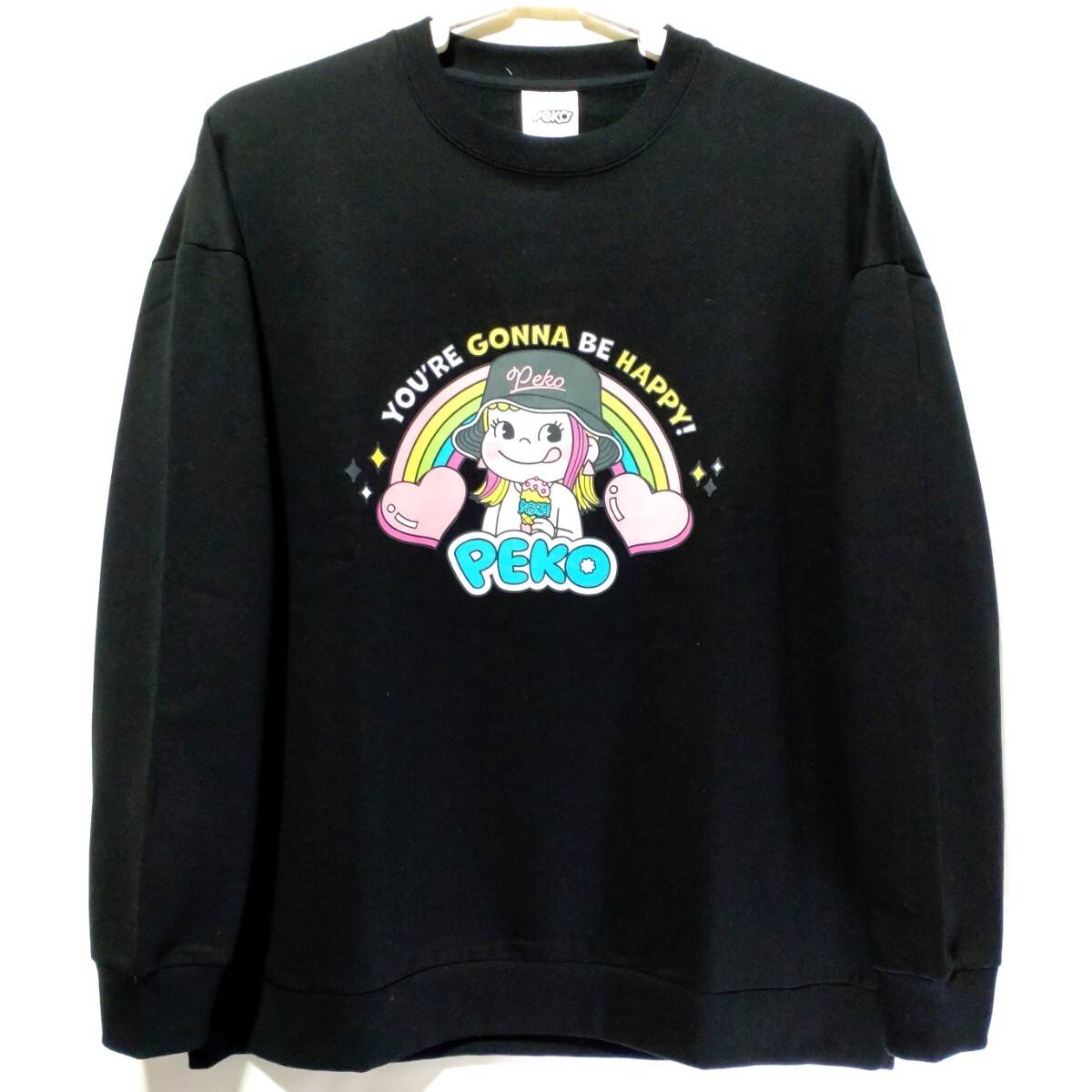 特価/未使用【サイズ=LL(XL)】PEKO/ペコちゃん/メンズ/裏起毛/ビッグシルエット/スウェット/トレーナー/胸囲=104~112cm/black拍卖