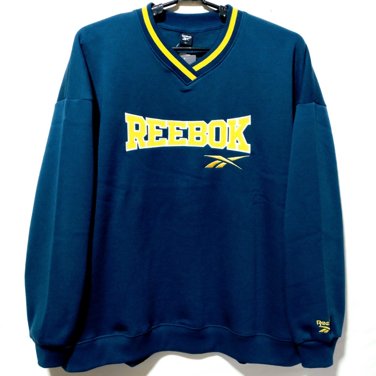 特価/未使用【サイズ=L(レディス)】Reebok/リーボック/レディス/裏起毛/V首/スウェット/トレーナー/ビッグシルエット/胸囲=86~94cm/navy拍卖