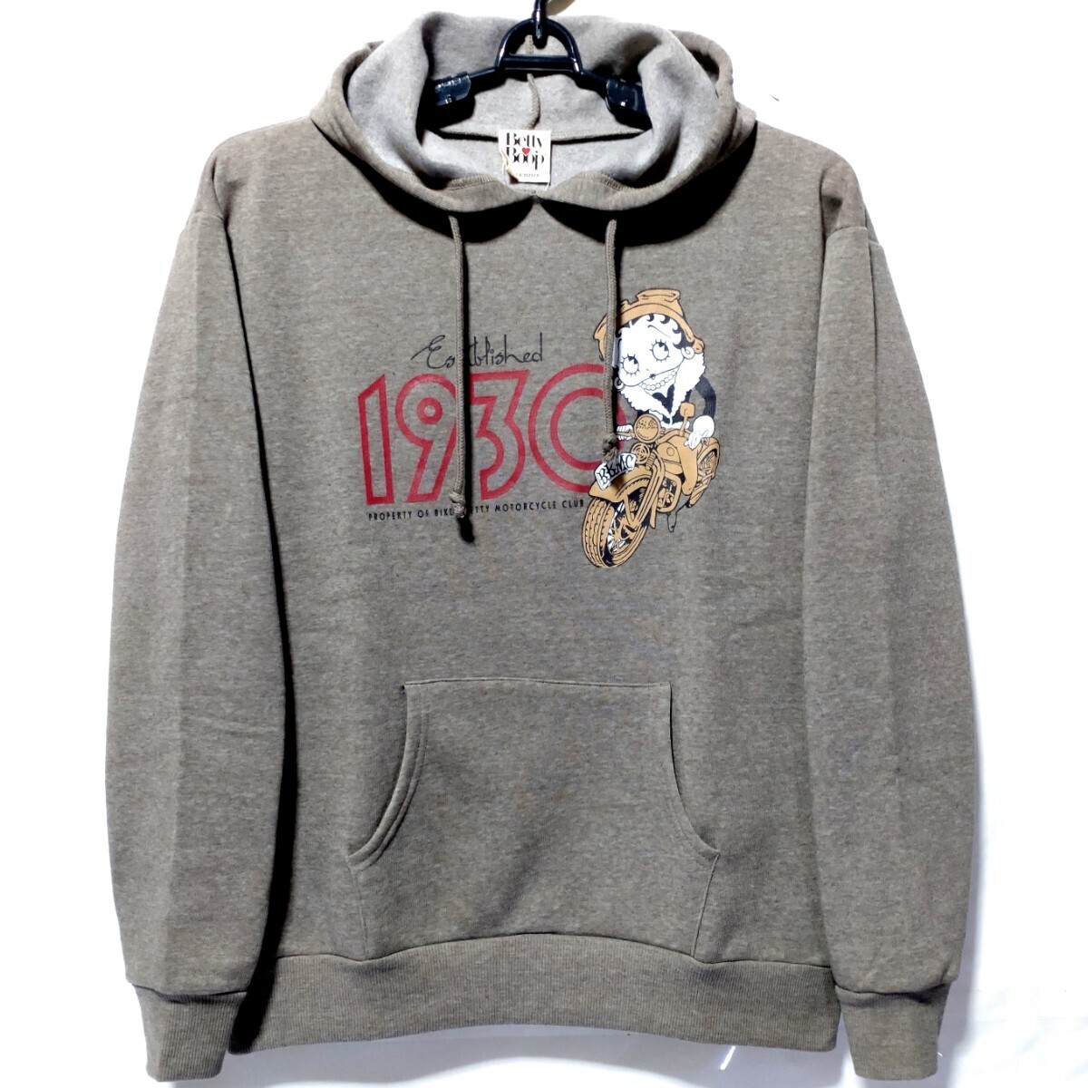 特価/未使用【サイズ=M(レディス)】Betty Boop/Biker Betty/バイカー ベティ/レディス/裏起毛/スウェット/パーカ/胸囲=79~87cm/l.brown拍卖