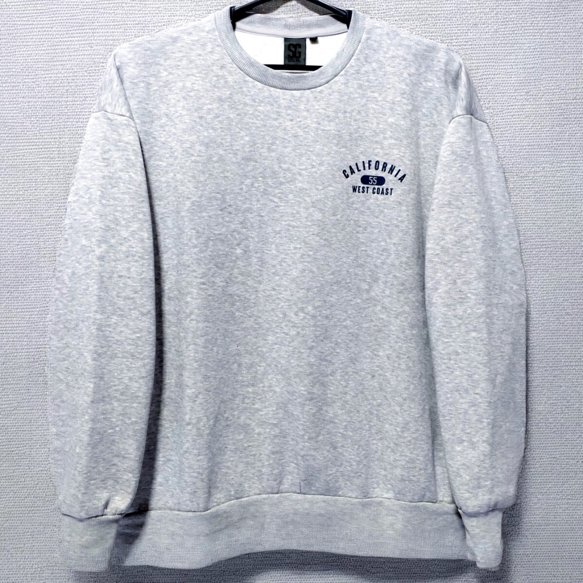 特価/未使用【サイズ=5L(4XL)】ノーブランド/カリフォルニアプリント/メンズ/裏起毛/スウェット/トレーナー/胸囲=116~124cm/杢gray拍卖