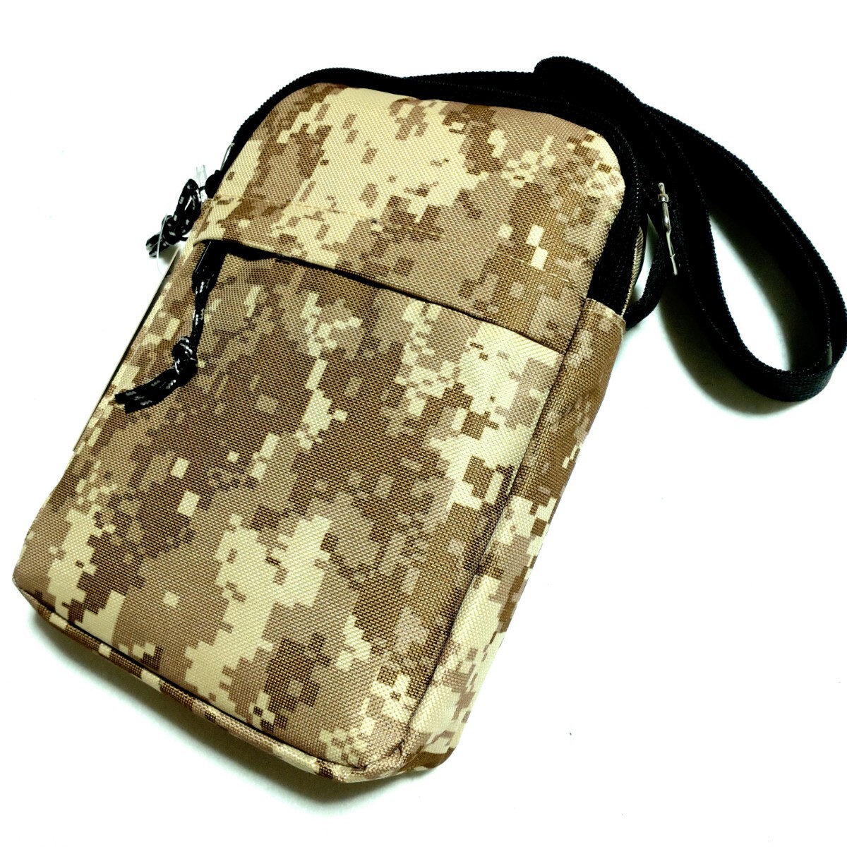 特価/未使用【サイズ=縦23cm×横16cm×幅5.5cm】ノーブランド/デジタルカモ/メンズ/ショルダー/バッグ/beige系拍卖