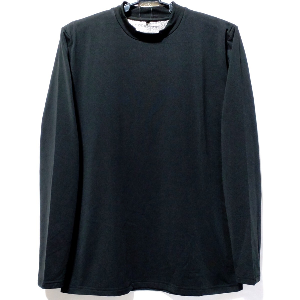 特価/未使用【サイズ=LL】ノーブランド/メンズ/裏アルミ保温/裏起毛ストレッチ/長袖/モックネック/インナーシャツ/胸囲=104~112cm/black拍卖