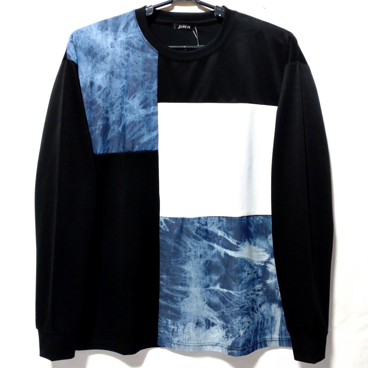 特価/未使用【サイズ=LL(XL)】切り替え/吸水速乾/メンズ/長袖/Tシャツ/胸囲=104~112cm/black×white拍卖