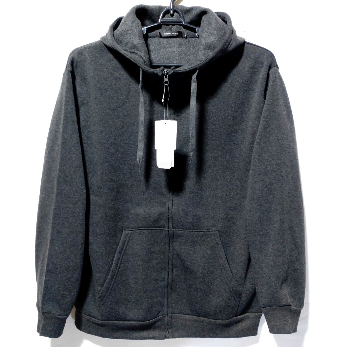 特価/未使用【サイズ=L】アメカジ/裏起毛/メンズ/フルジップ/スウェット/パーカ/胸囲=96~104cm/charcoal杢拍卖