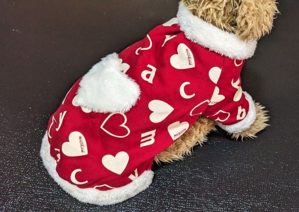 M&H★現品★赤のハート&英字ニットにボアハートトップスM拍卖