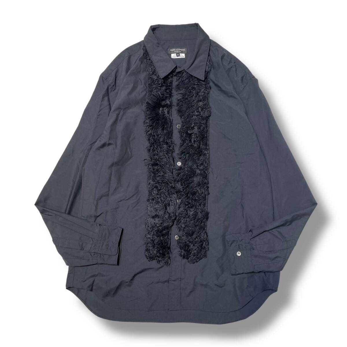 23AW COMME des GARCONS HOMME PLUS ファー デザイン ポリブロードドレスシャツ サイズМ コムデギャルソンオムプリュス 店舗受取可拍卖