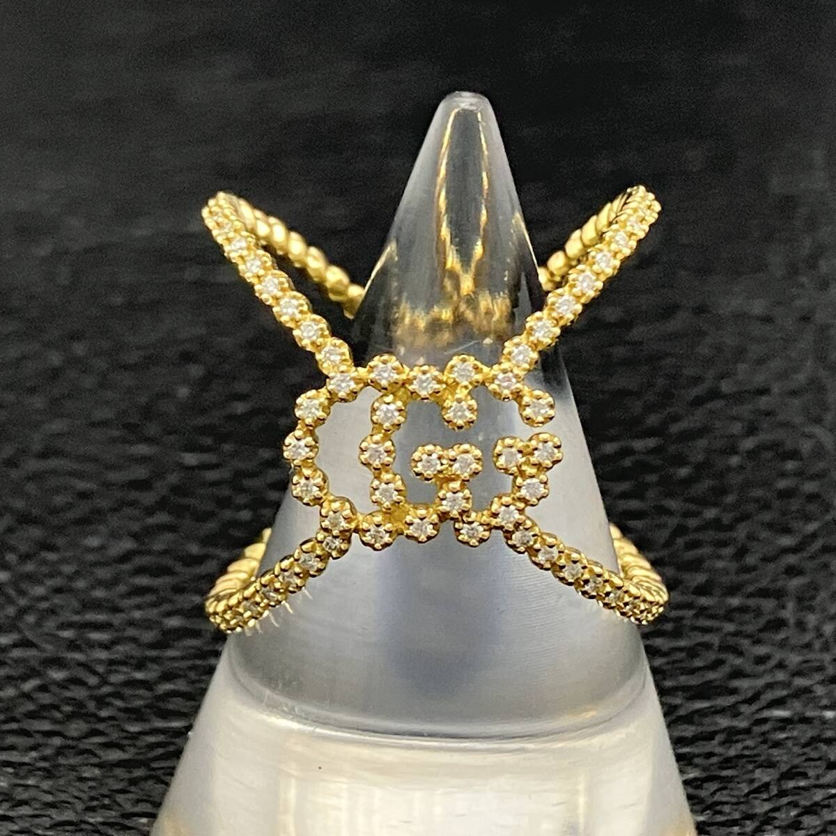 GUCCI グッチ GGランニング ダイヤ リング K18 750 9号 3.0g 金 イエロー ゴールド 指輪 店舗受取可拍卖