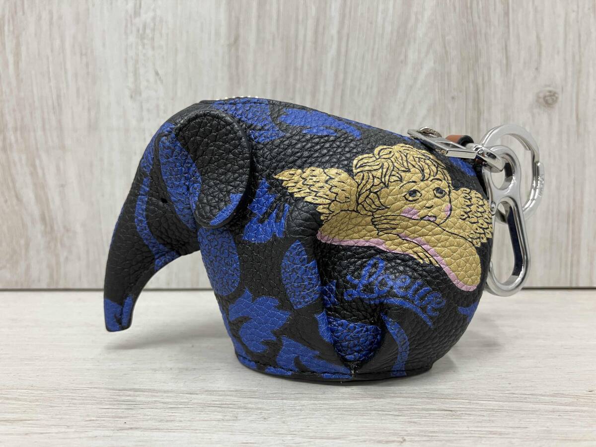ロエベ LOEWE/エレファント 521910/コインケース兼バッグチャーム 青 天使 財布 キーリング付拍卖