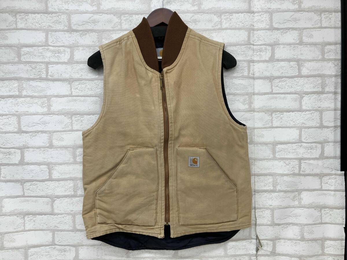 Carhartt カーハート ダウンベスト メンズ キャメル ブラウン ジップアップ アメカジ メキシコ製 要状態確認拍卖