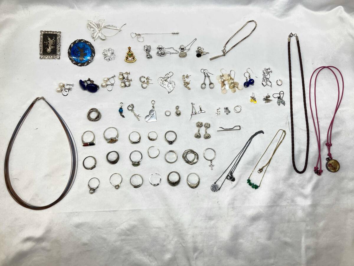 シルバーアクセサリー まとめて61点 ネックレス ピアス イヤリング リング ブローチ SILVER 925 Sterling 総重量239.4g まとめ売り拍卖