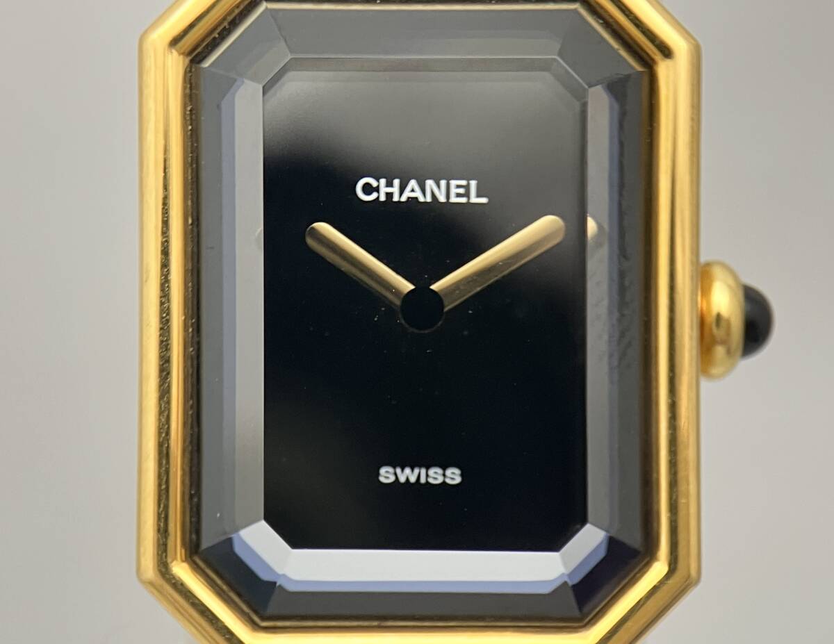CHANEL プルミエールM ブラック×ゴールド レザー H0001 レディース スクエア クォーツ拍卖