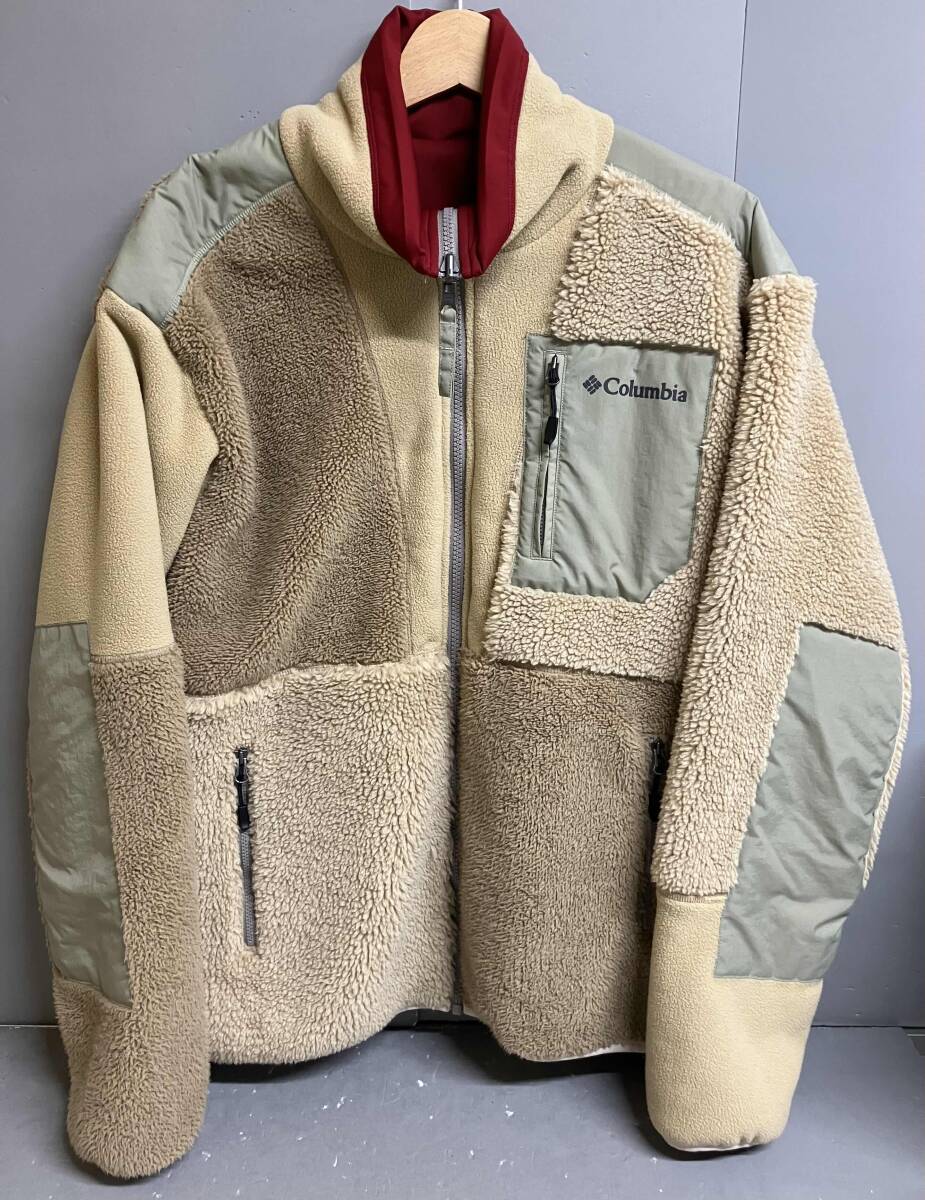Columbia コロンビア PM0256 シカゴアベニューリバーシブルジャケット フリース ジャケット L メンズ ベージュ 赤 レッド拍卖