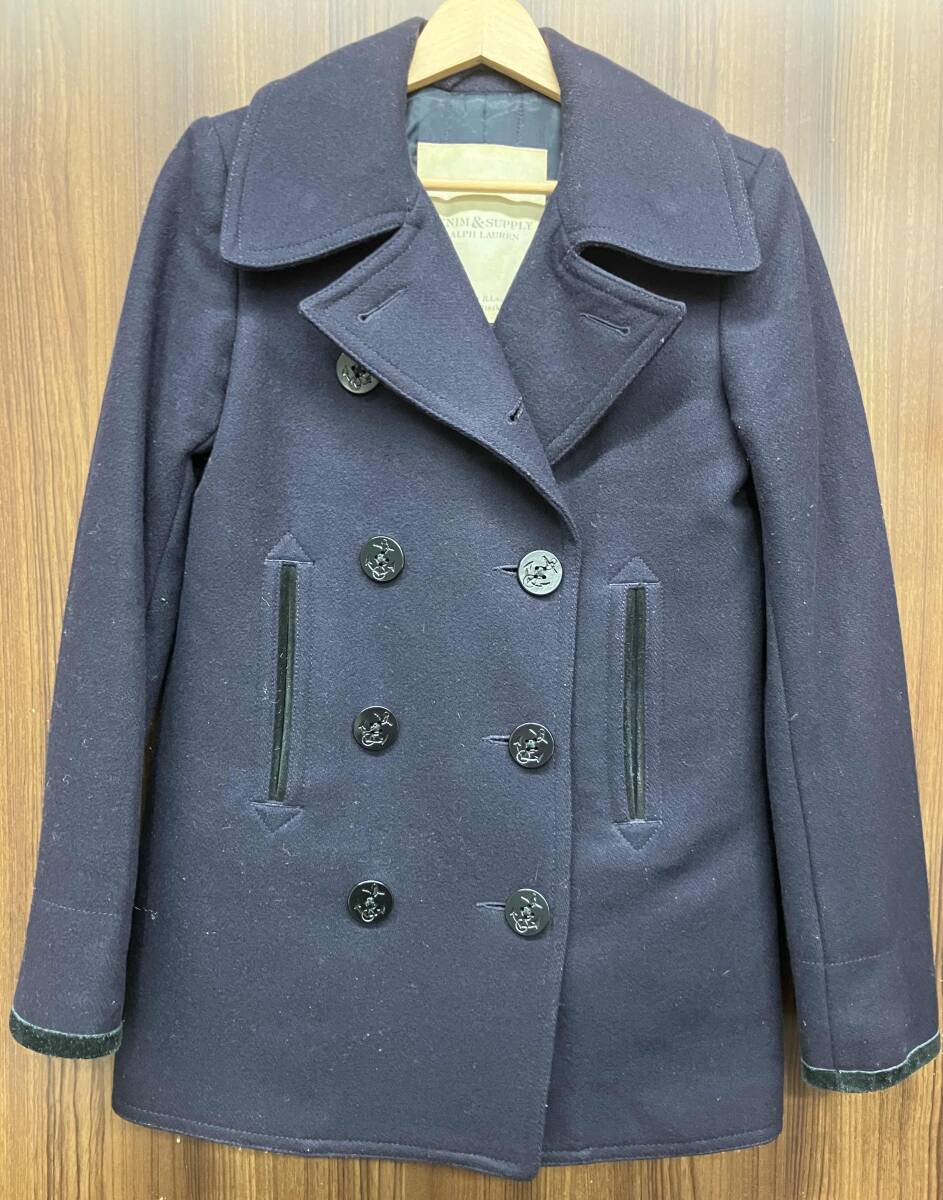 DENIM&SUPPLY RALPH LAUREN / デニムアンドサプライ ラルフローレン ピーコート ウール混 ネイビー サイズXS拍卖