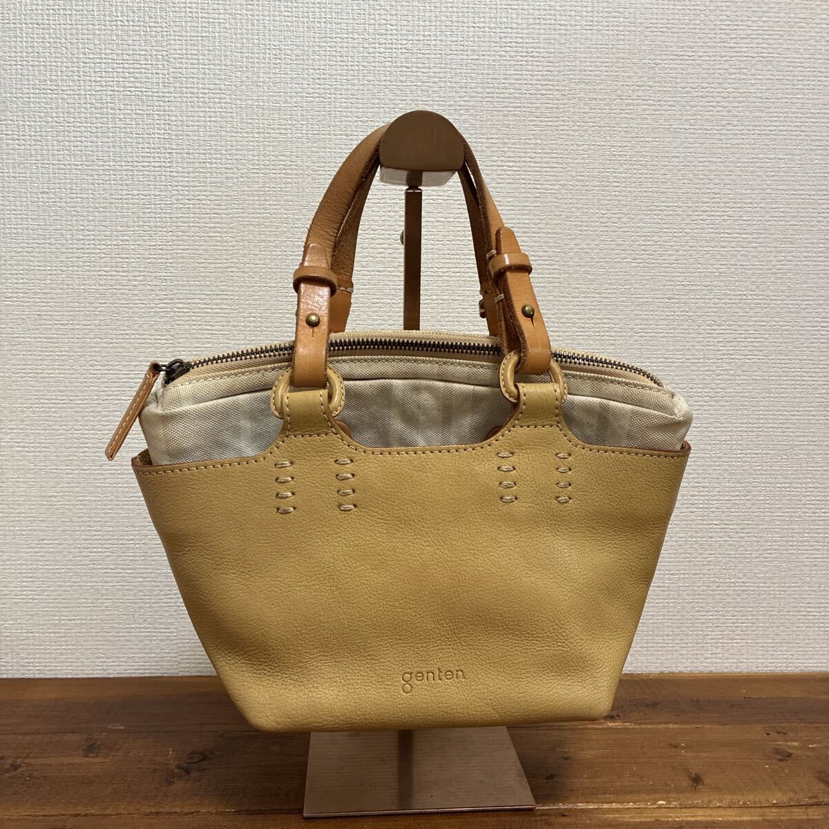 genten ゲンテン 本革 レザー ハンドバッグ拍卖