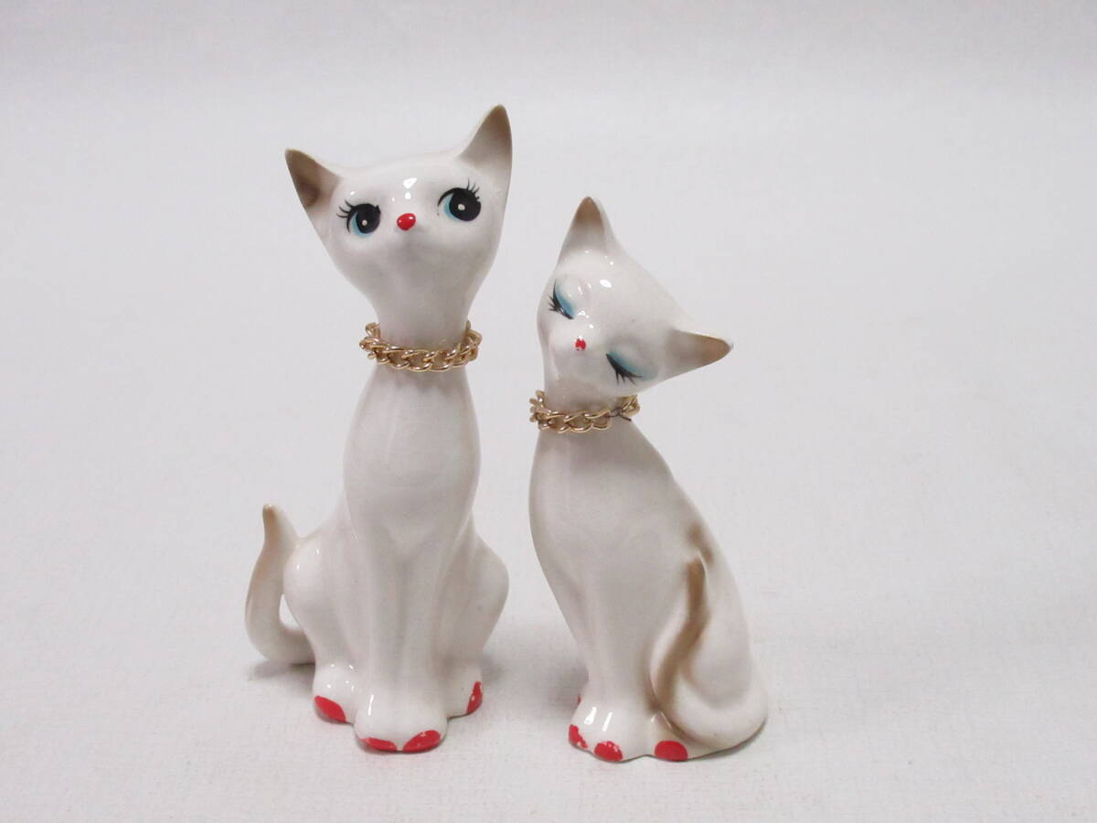 昭和 レトロ ポップ 美人でおすまし ネコさん ペア ペディキュア オシャレ 可愛い /ファンシー 陶器 /retro goods/vintage拍卖