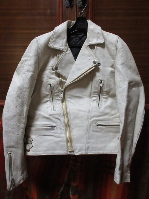 イギリス 希少 白 70s 80s ビンテージ UK ロンジャン レザー ライダース ジャケット ■ ルイスレザー PUNK ロカビリー ラロッカ カンプリ拍卖