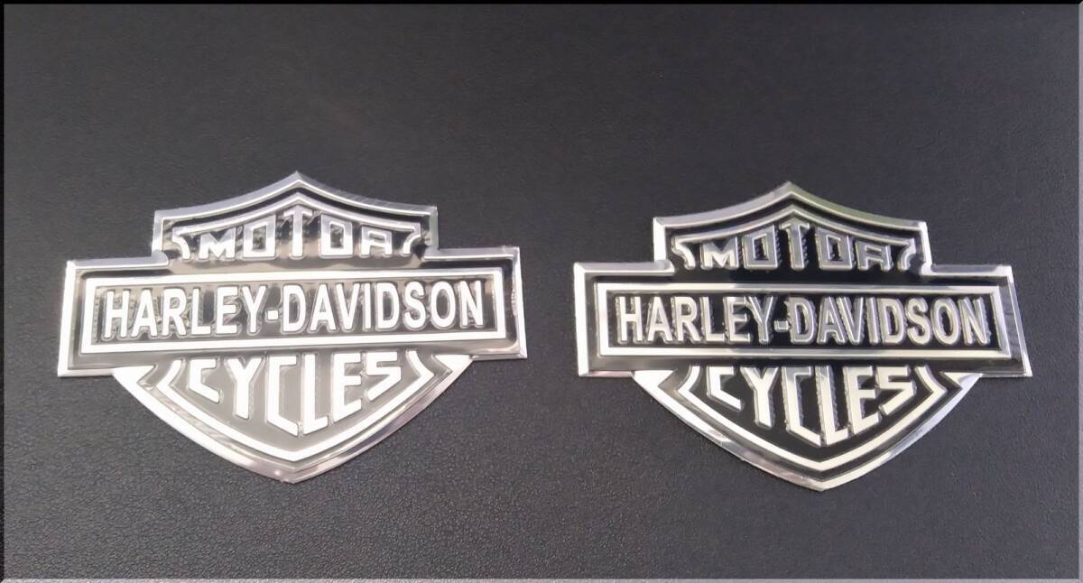 新品★ハーレーダビッドソン(HARLEY-DAVIDSON)★3Dアルミステッカー/2枚セット/11×7.5cm★シルバー/拍卖