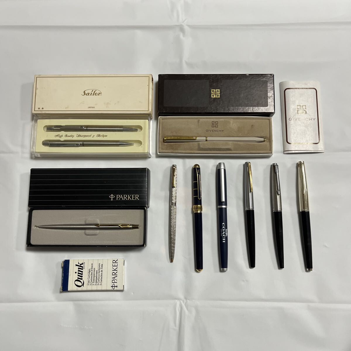 【ブランド10点セット】PARKER SHEAFFER GIVENCHY COACH SAILOR YSL PILOT 万年筆 ボールペン シャーペン インクカートリッジ 送料600円拍卖