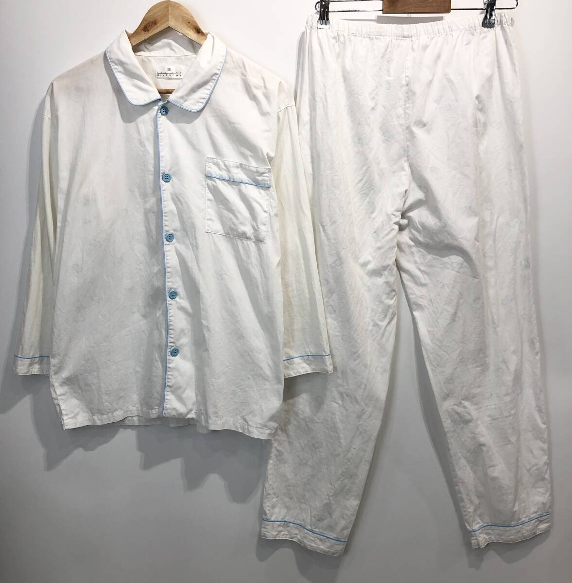 GIVENCHY パジャマ 上下セットアップ ロングスリーブ シャツ ロングパンツ ルームウェア 寝具 ホワイト ジバンシィ 古着■1007W拍卖