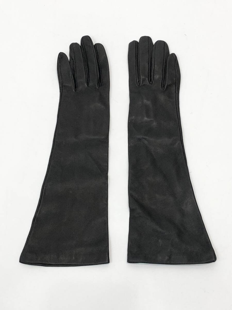 ITALY製 Caridei GLOVE FACTORY レザー ロング グローブ 手袋 本革 ブラック カリディ ヴィンテージ SIZE:6 1/2■1029Q拍卖