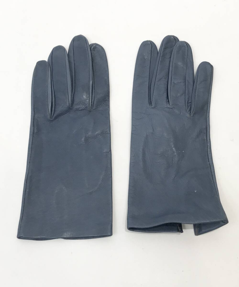 ITALY製 Sermoneta gloves レザー グローブ 手袋 ブルー 本革 セルモネータグローブス SIZE:6 1/2■1028P拍卖