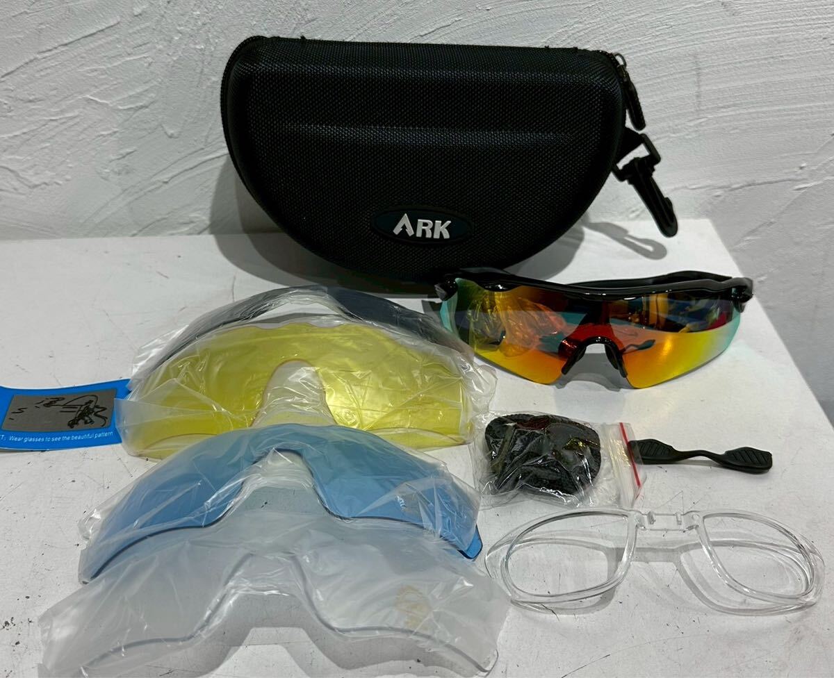新品 未使用 ARK スポーツサングラス 偏光サングラス 交換レンズセット サングラス ケース付き拍卖