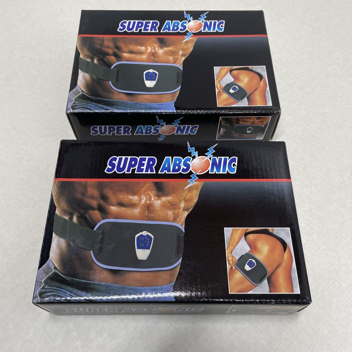 ◆ 未使用 SUPER ABSONIC スーパーアブソニックス 筋肉マッサージ 腹部/太もも用 2点 セット マッサージ エクササイズ トレーニング 器具拍卖