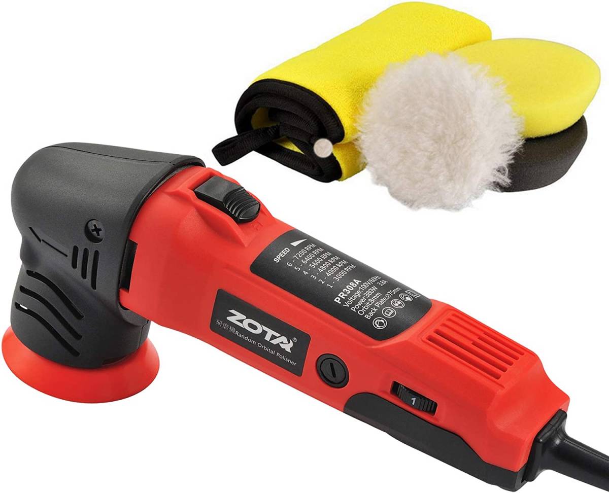 【新品】ZOTA 電動ミニポリッシャー 75mm 小型軽量 ランダムオービタル式 100V6段変速3000-7200RPM 研削 研磨 車磨き PR308A拍卖