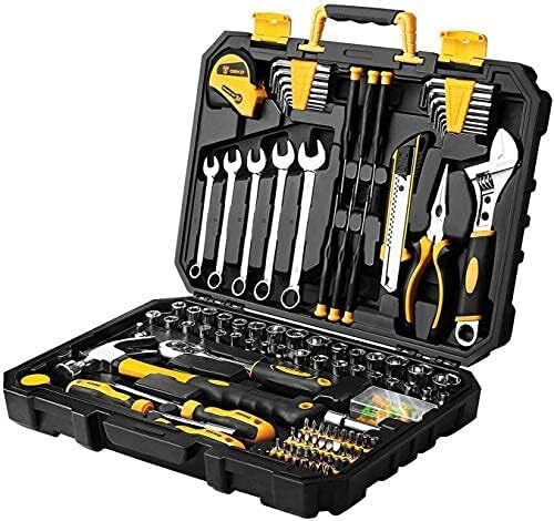 【新品】DEKO 工具セット 158点 家庭用ホームツールセット 日曜大工DIY 多機能ツールキット 住まいのメンテナンス 修理道具 収納ケース付き拍卖