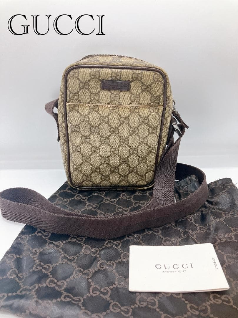 GUCCI GGスプリーム ショルダーバッグ バッグ レザー×キャンバス拍卖