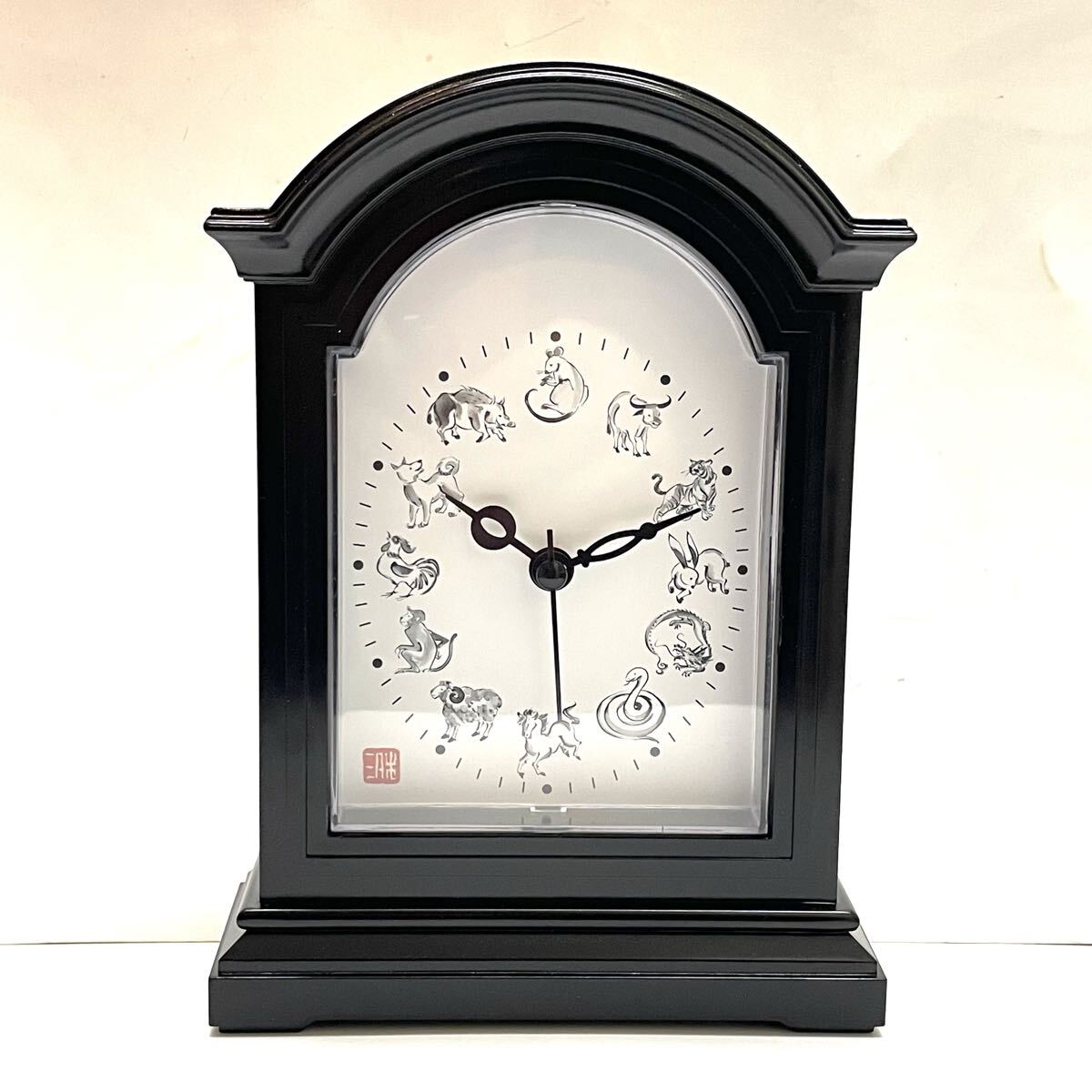 置時計 十二支 アナログ レトロ ブラック k2510151拍卖