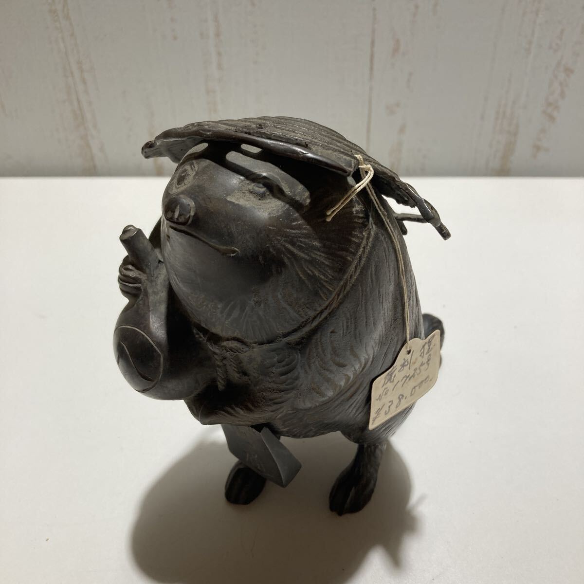 狸 置物 銅器 酒買い狸 酒持ち狸 瓢箪持ち狸 銅製 高岡銅器 たぬき タヌキ 縁起物 八相縁起 伝説奇談民話拍卖