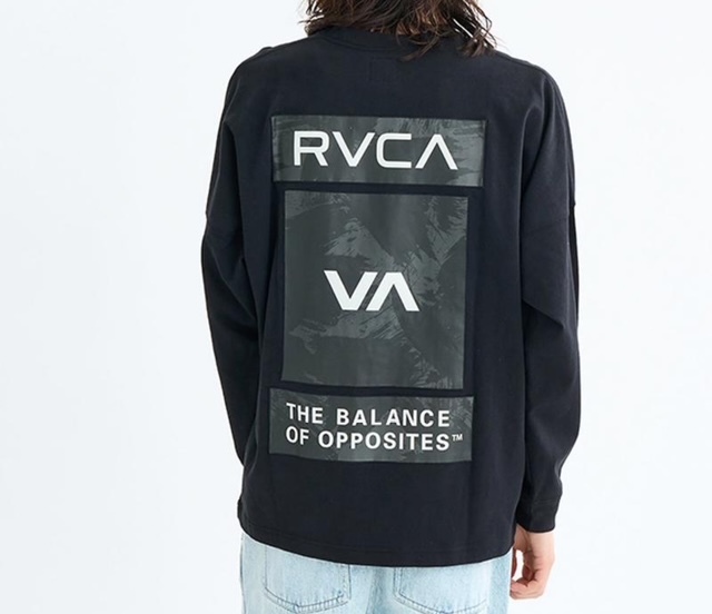 ☆未使用・メンズ★RVCA ルーカ 3ボックス ビッグシルエット オーバーサイズ 厚手長袖Tシャツ Lサイズ  ブラック 拍卖