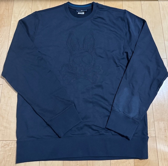 ★わけあり・メンズ★Psycho Bunny サイコバニー 通年 でか髑髏ウサギ 刺繍 トレーナー XXL ネイビー拍卖