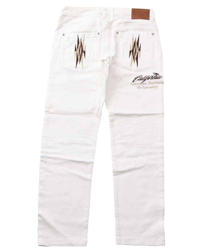 ★未使用・メンズ★ガッチャ GOTCHA ナバホ柄刺繍 ストレッチツイル ゴルフパンツ Lサイズ ウエスト約84cm ホワイト拍卖