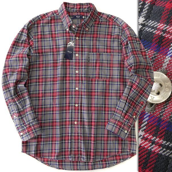 新品 ケントイントラディション チェック フランネル BD シャツ 3L 赤 灰 【I43959】 秋冬 長袖 ボタンダウン フランネル ビエラ 起毛拍卖