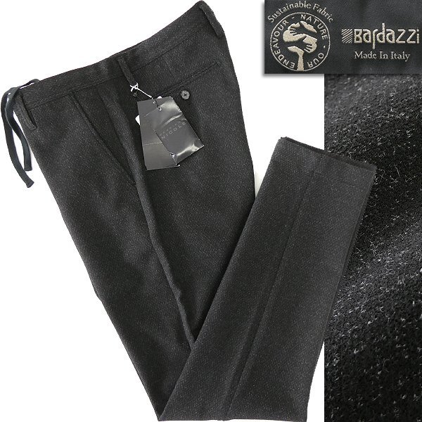 新品 3万 ムッシュニコル 伊 BARDAZZI 24G ダブルニット テーパード パンツ 50(XL) 黒 【P31644】 Exclusive Line 秋冬 メンズ拍卖