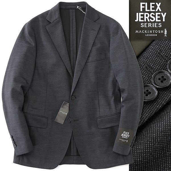 新品 7.4万 マッキントッシュロンドン FLEX JERSEY モックロディ ジャケット 40(L) 灰 【J47163】 秋冬 ピンドット ジャージー ウール拍卖