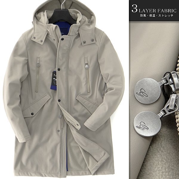 新品 ジーステージ 裏フリース 防風 保温 3レイヤー フード コート 46(M) ベージュ 【490802_5_46】 秋冬 メンズ ボンディング ストレッチ拍卖