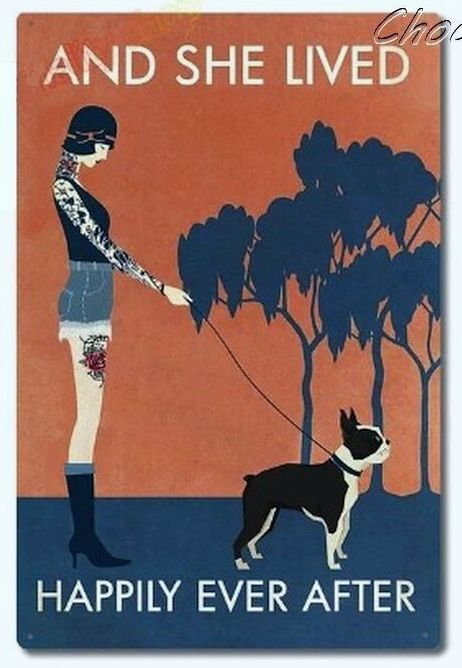 【送料無料】ボストンテリア ⑧ お散歩 LADY メタルサインプレート【新品】拍卖