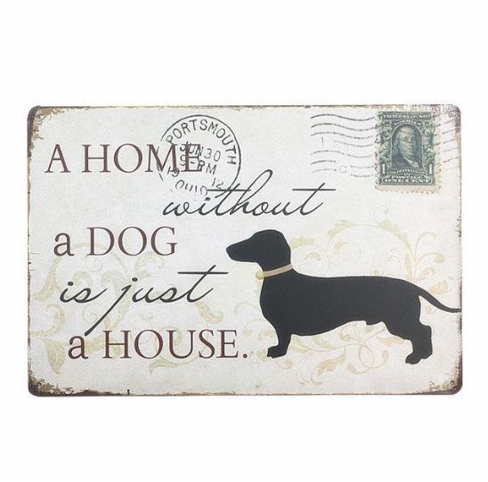 【送料無料】ダックスフンド ③ ブラタンHOME メタルサインプレート メタル看板【新品】拍卖