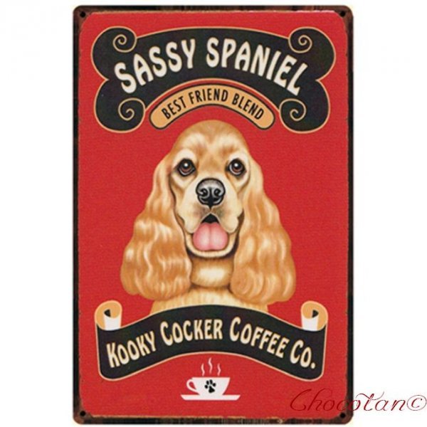 【送料無料】コッカー ④ RED COFFEE メタルサインプレート メタル看板【新品】拍卖