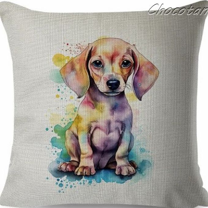 【送料無料】ダックスフンド 水彩画 a112 クッションカバー 45x45【新品】拍卖