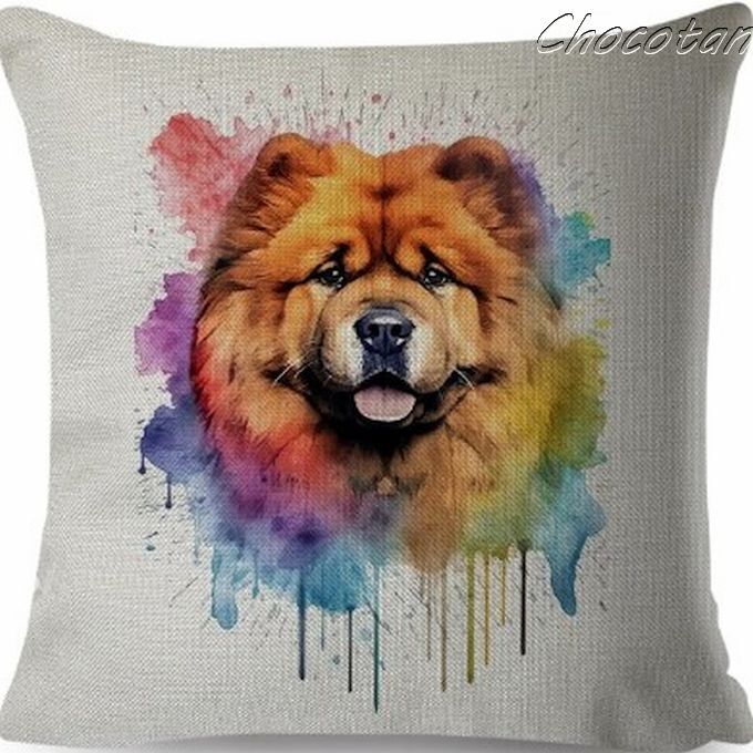 【送料無料】チャウチャウ 水彩画 F コットンリネン 45x45cm クッションカバー【新品】拍卖